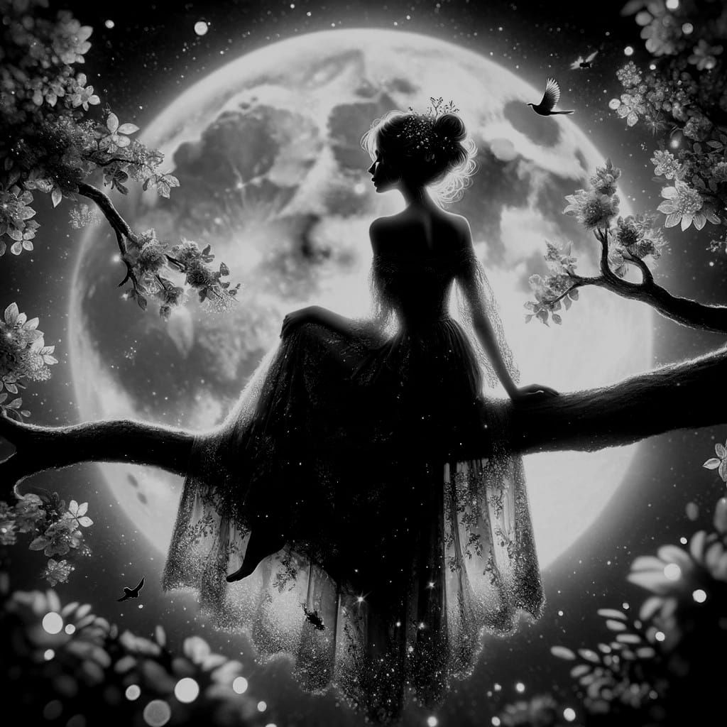 Silhouetted moonlight beauty