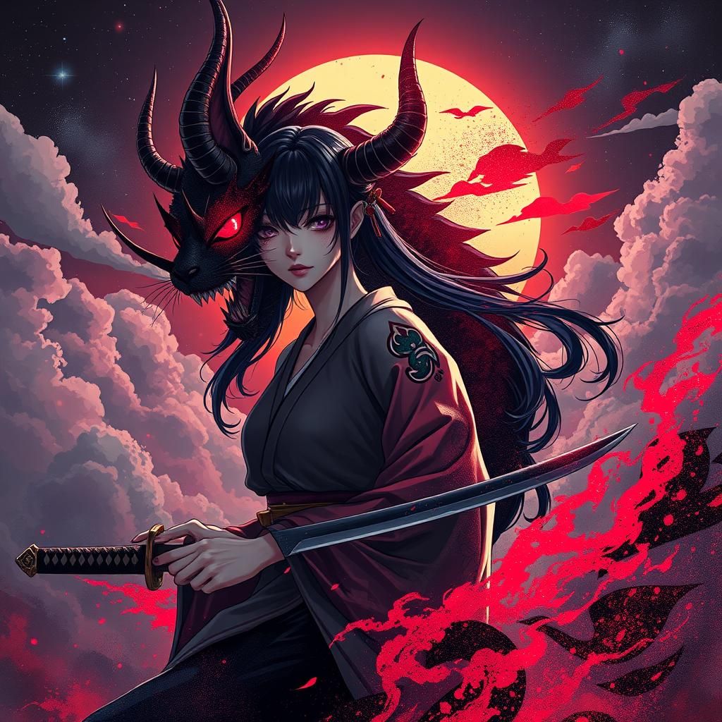 Demon God on Throne in Anime Horror Style