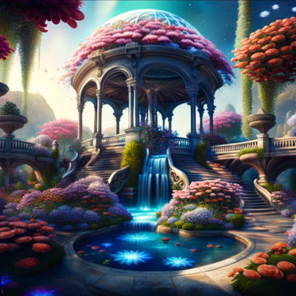 Magnificent intergalactic garden for the rest of a cosmicorp...