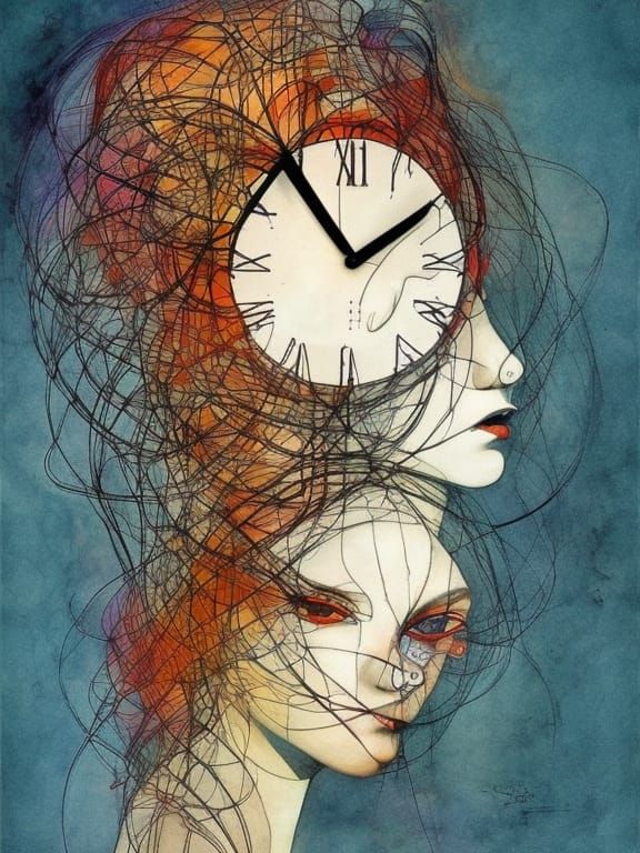 girl clock in face, - AI Generated Artwork - NightCafe Creator