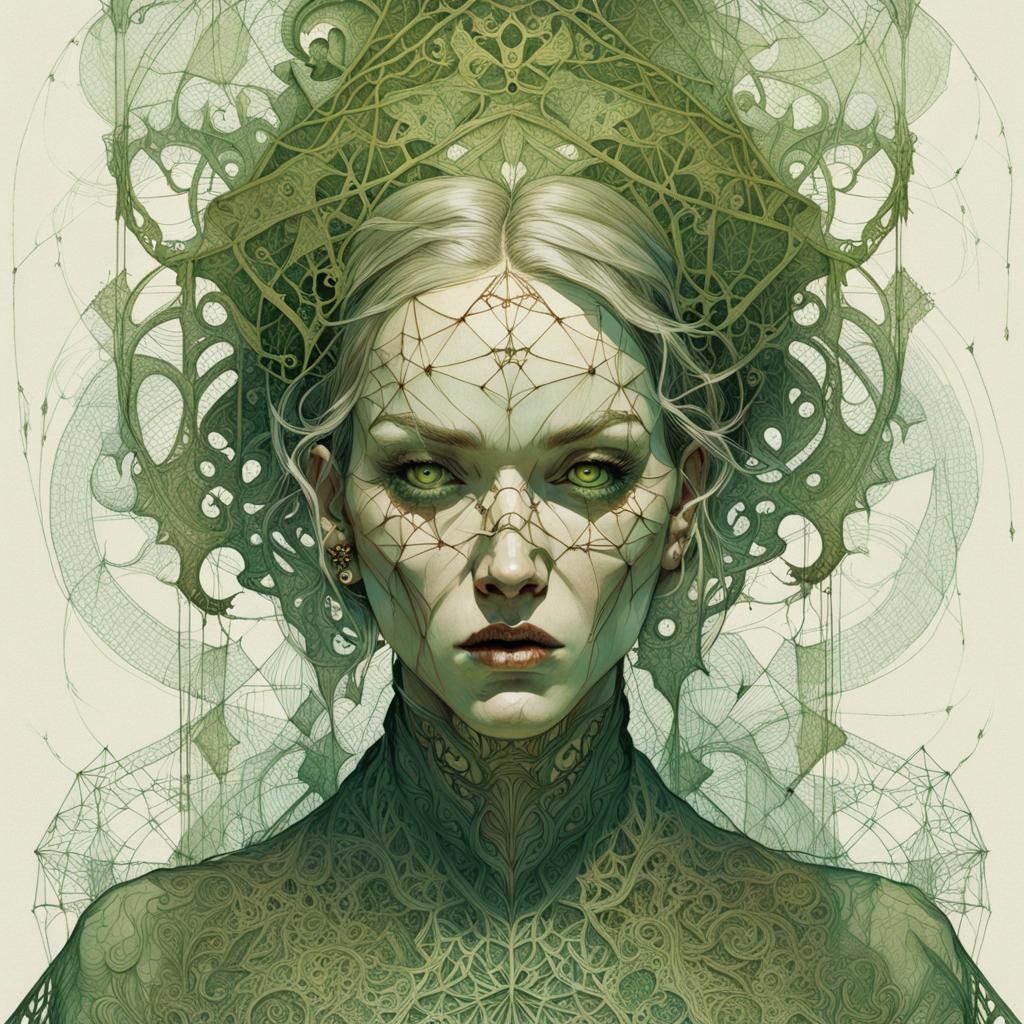 Mother : Aubrey Kate Green lace : Simplistic LINE ART by James Christensen,  Gil Elvgren, Carne Griffiths, Alex Ross, Lou Xaz, intricately de... - AI  Generated Artwork - NightCafe Creator