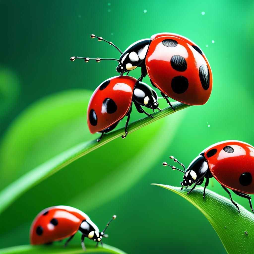 Ladybugs after the rain. - AI Generated Artwork - NightCafe Creator