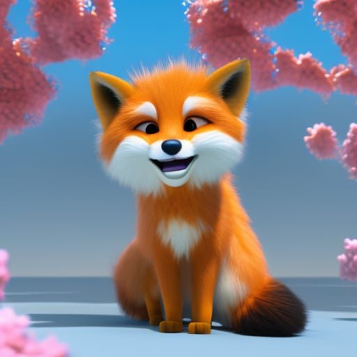 a Cute fluffy fox