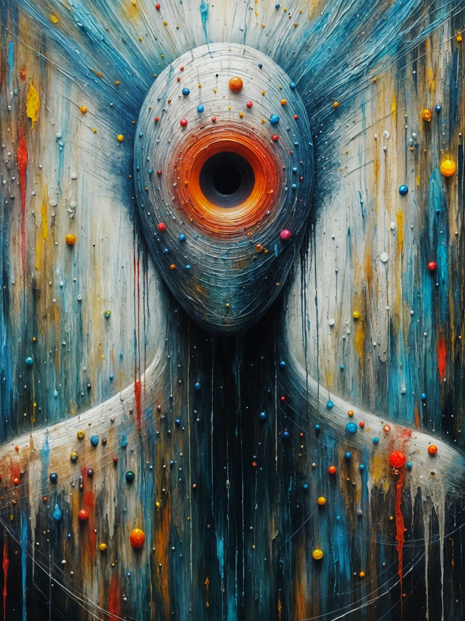 Faceless Figure with Spirit Orb, Impasto Oil Painting