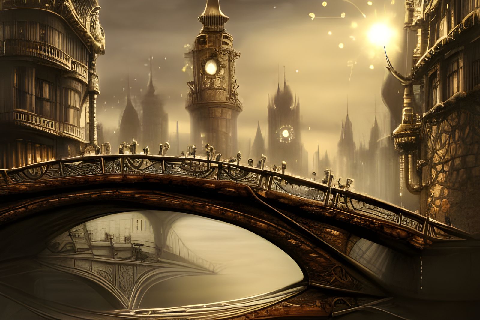 Steampunk Bridge - AI Generated Artwork - NightCafe Creator