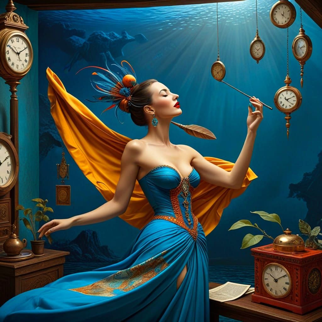 Surrealistic Portrait of a Happy Lady in Exotic Attire