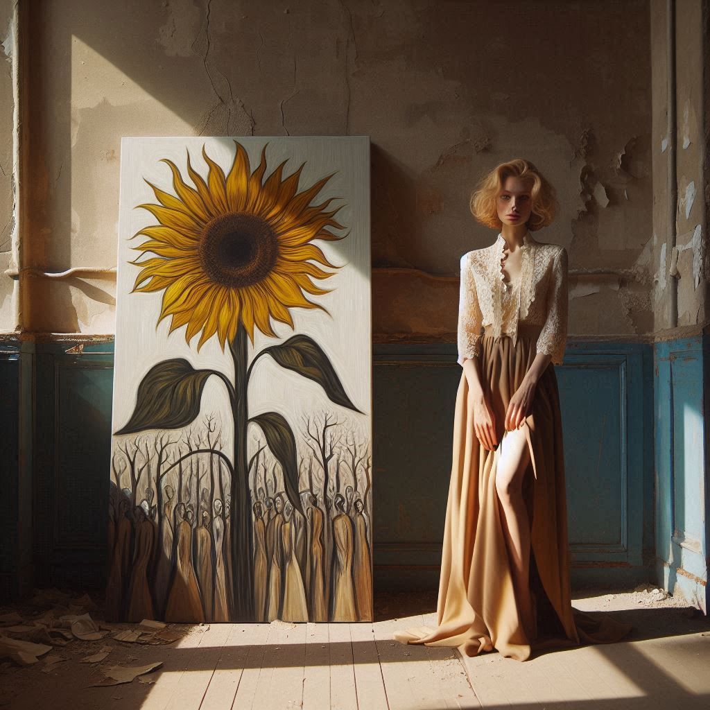 Portrait with sunflower