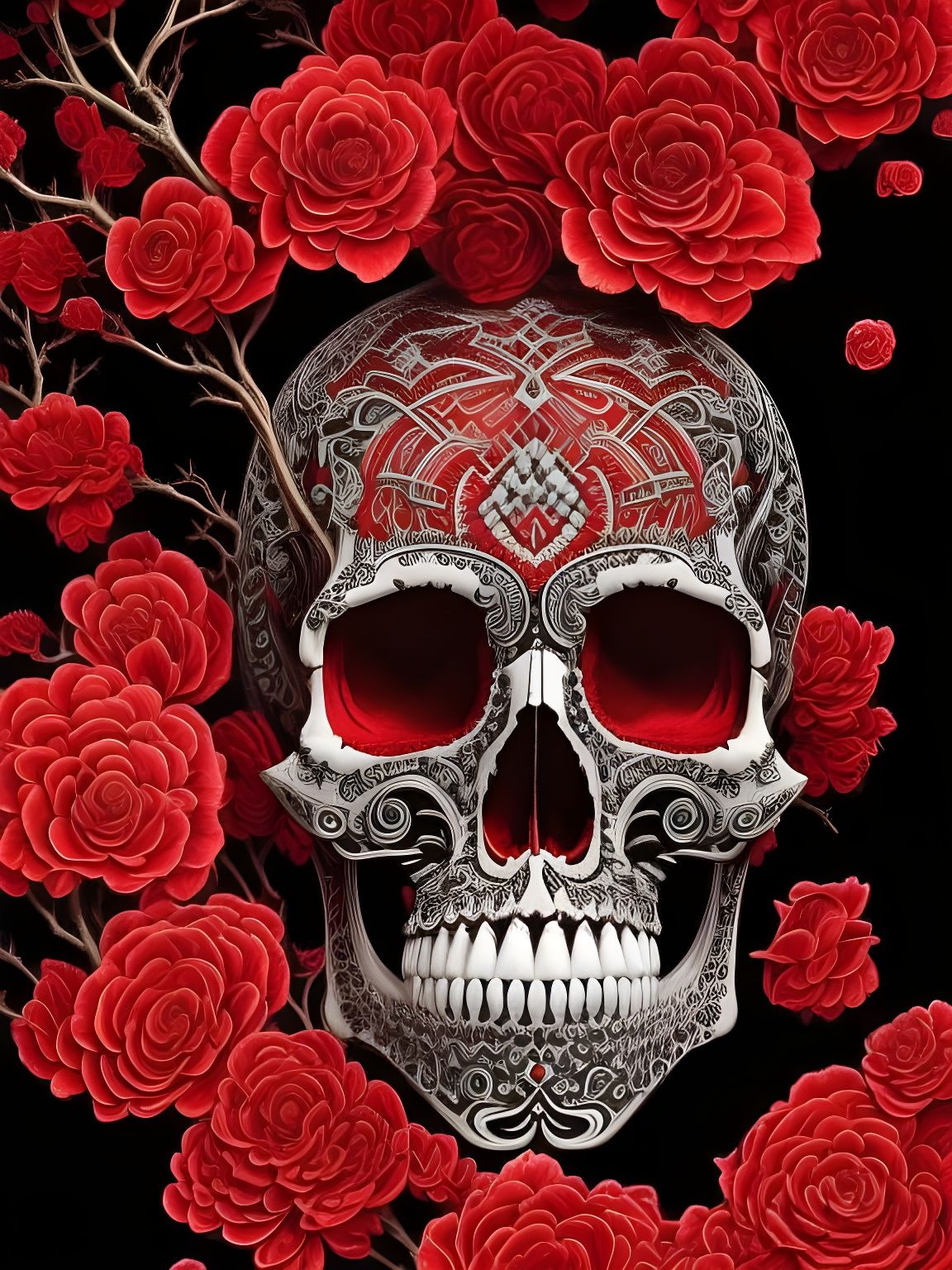 Rose Skull - AI Generated Artwork - NightCafe Creator