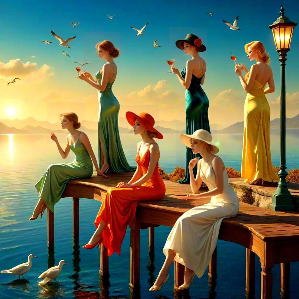 Surrealistic Ladies in Enchanting Landscape