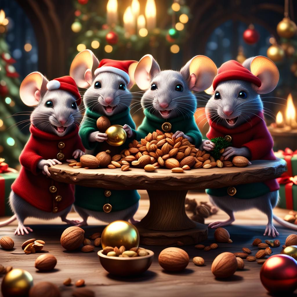 The mice family celebrate Christmas   by @undefined