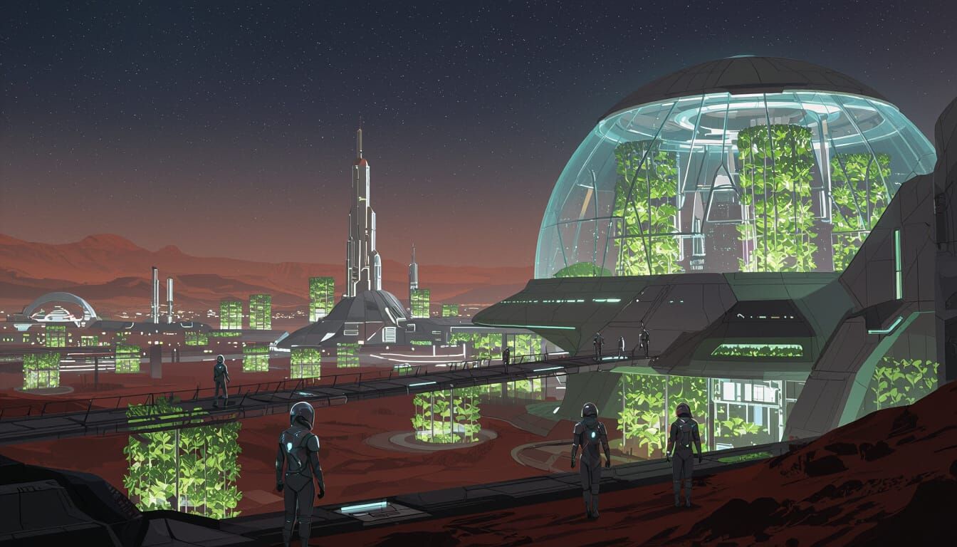 A domed Martian city