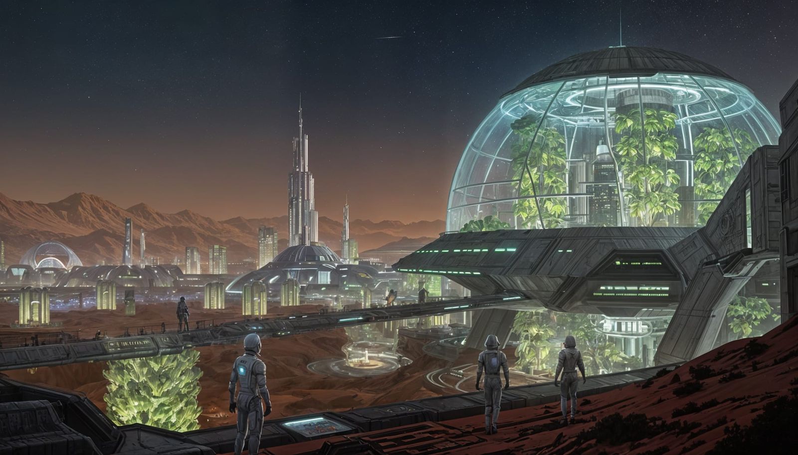 A domed Martian city  by @Harmanna