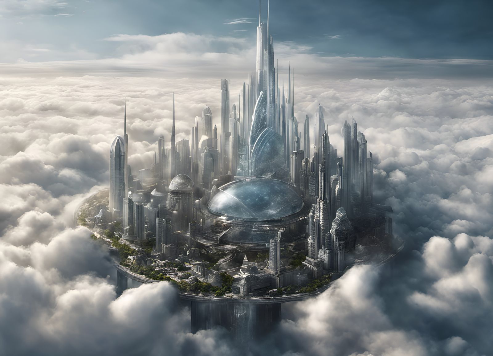 Futuristic city in the clouds  by @That cinema teacher