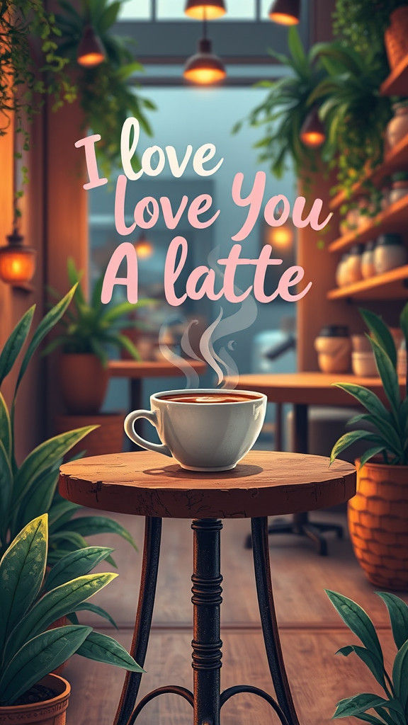 Colorful Digital art image of an hot cup of latte sitting on...