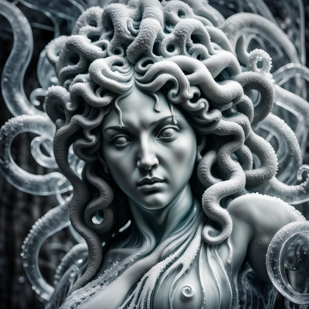 Statue of Medusa carved from ice - AI Generated Artwork - NightCafe Creator