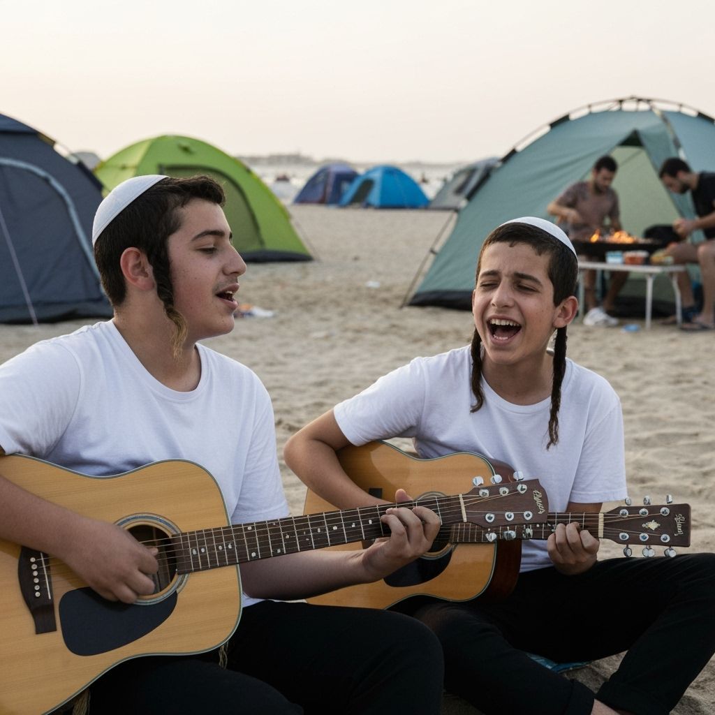 Haredi Boys Singing on a Beach