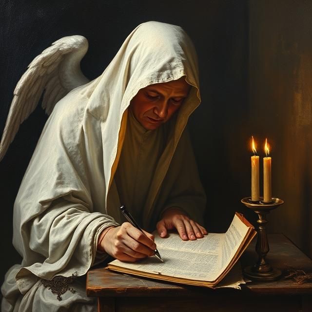 A  GHOST WRITING EERIE LOVE LETTERS.