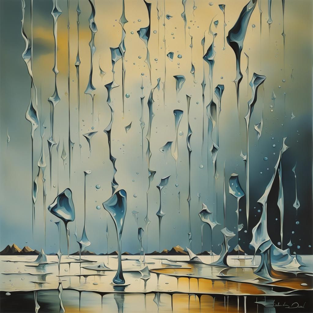 Abstract rain dotted frozen broken shattered glass framed