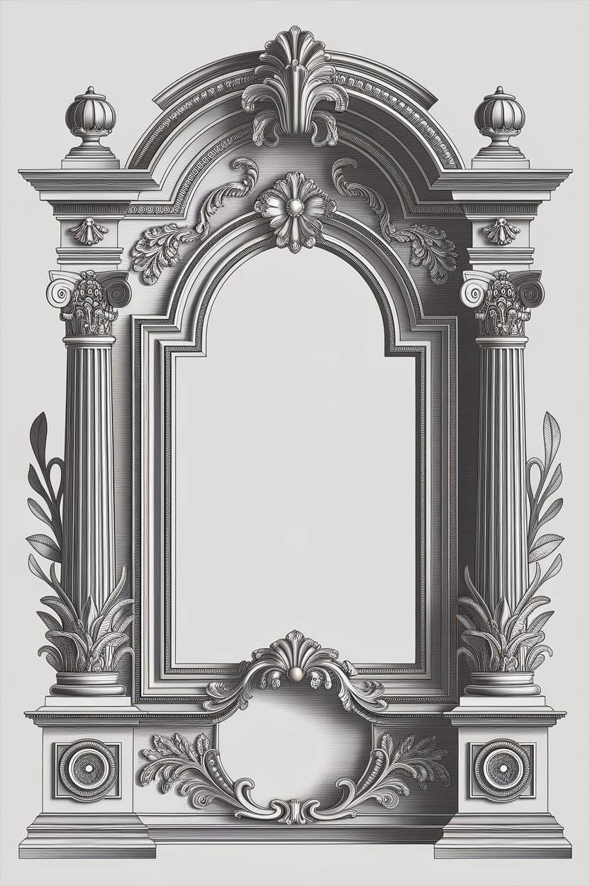 Elegant Baroque Picture Frame in Black and White