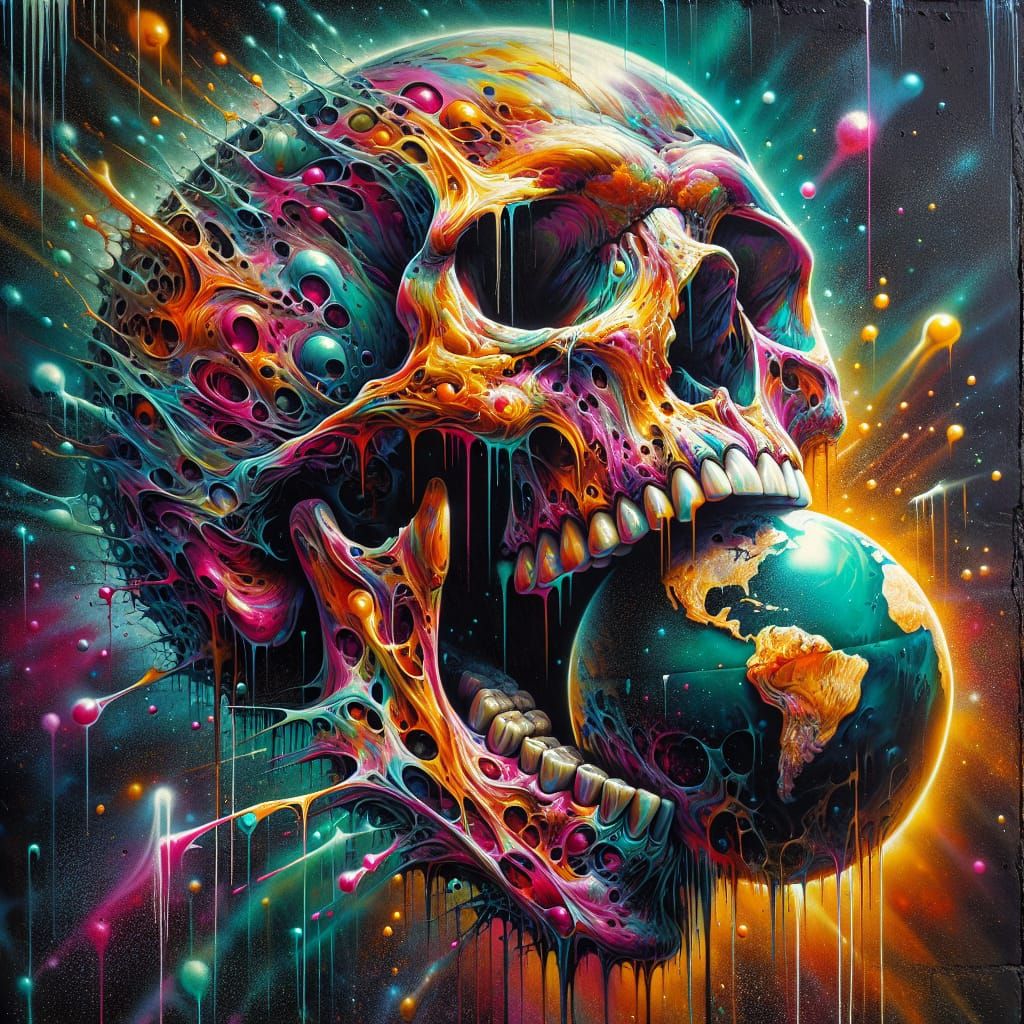 Skull eating the world