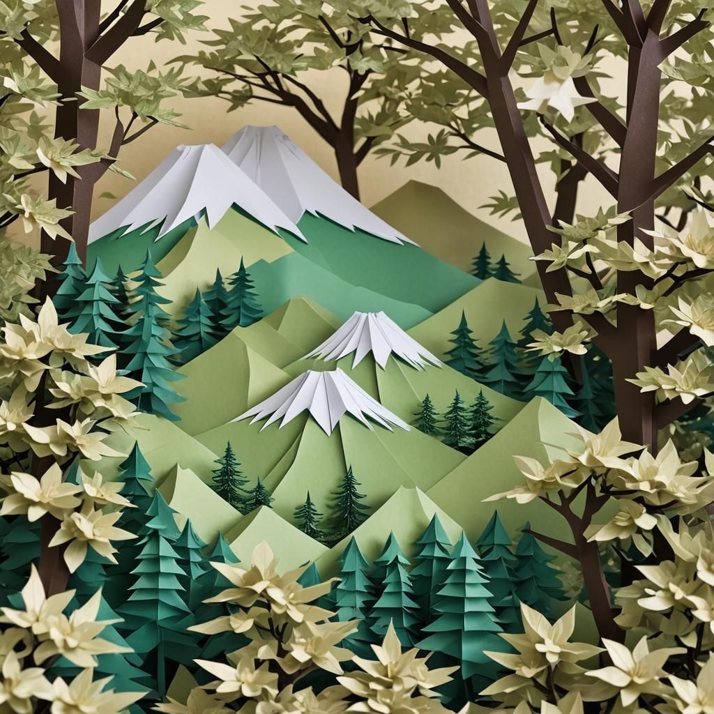 Mountains and out-of-proportion trees!