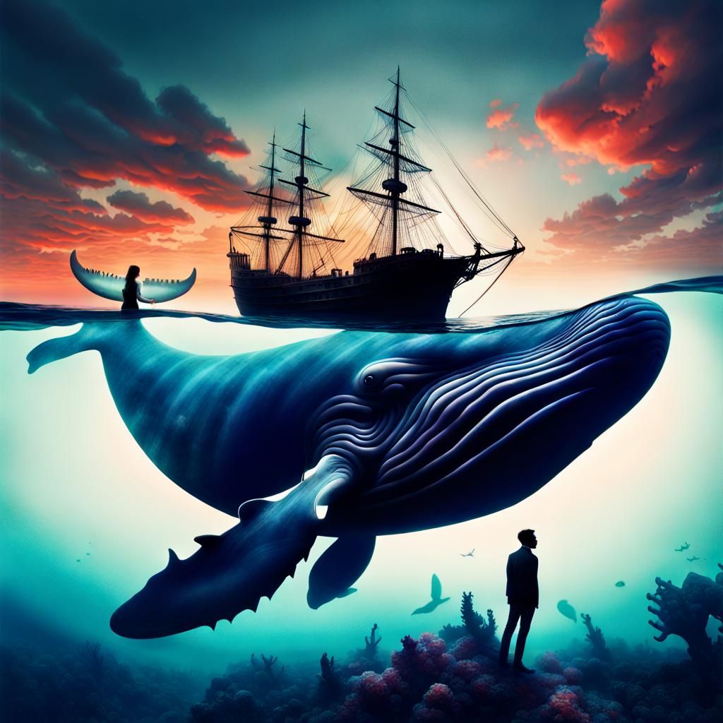 Double Exposure - Whale Under Ship   by @Crystal