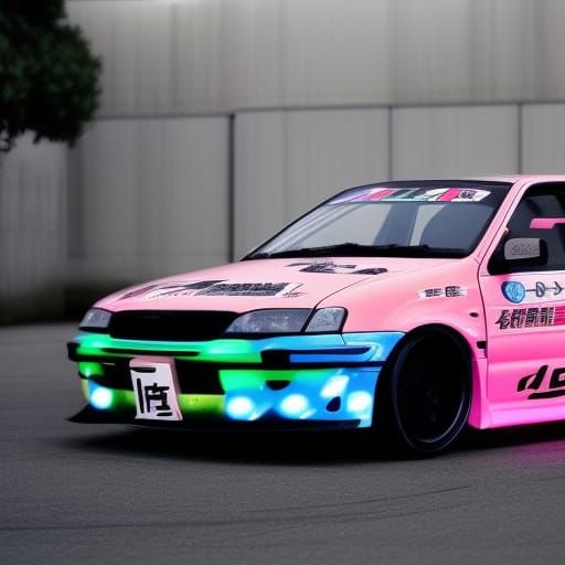 Japanese drift car neon lights