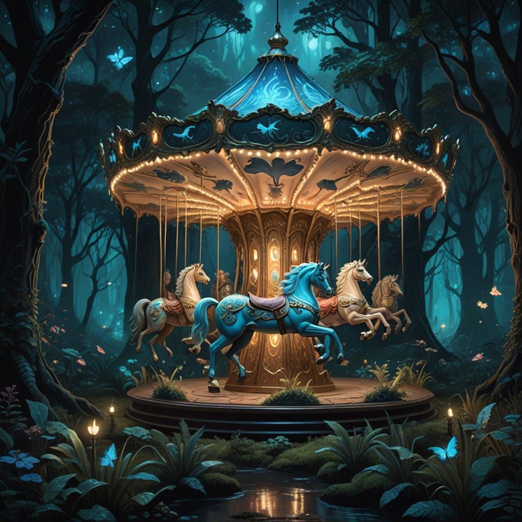 Enchanted Forest Carousel with Mythical Creatures