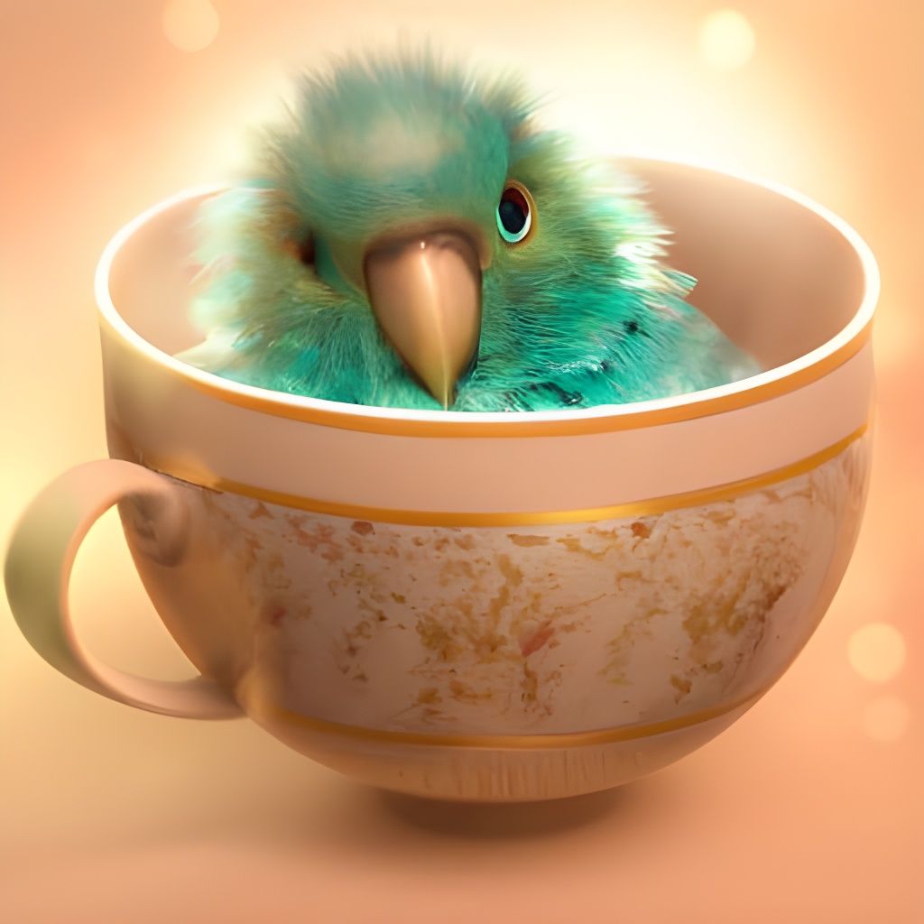 Parrot in a Teacup  by @Mnemomeon