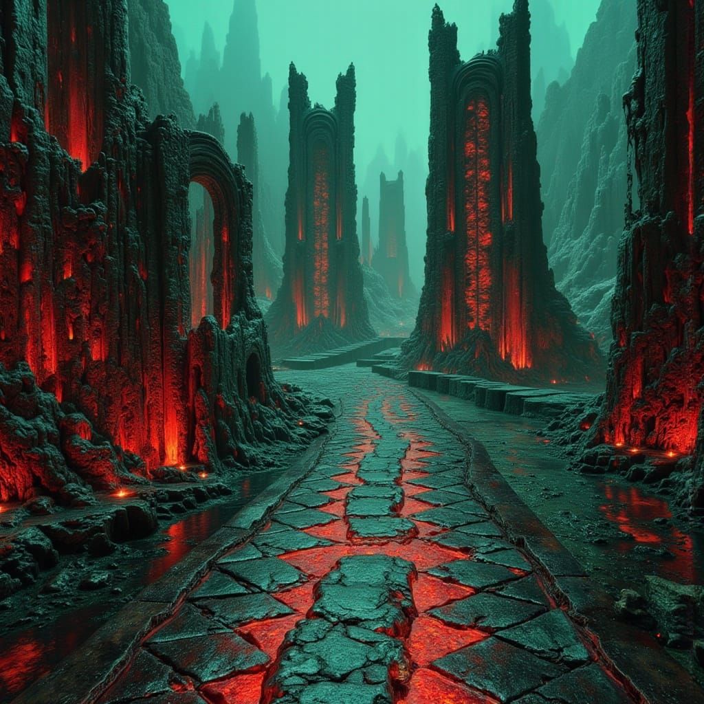 Esoteric Surrealism: Ancient Ruins and Checkered Paths
