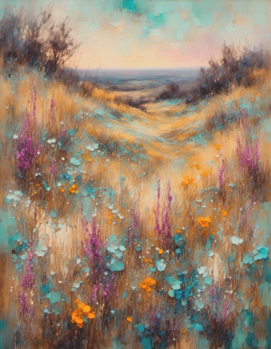 <lora:Lights Camera Action:1.0> Tranquil serene picturesque floral blooms: A pale pastel impressionist ...  by @g r r c