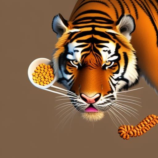 Tiger eating cereal