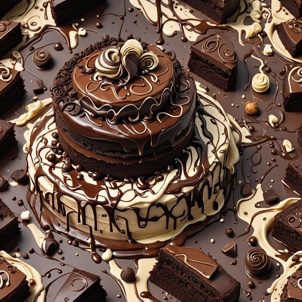 Decadent Chocolate Cake Concept Art in 8k