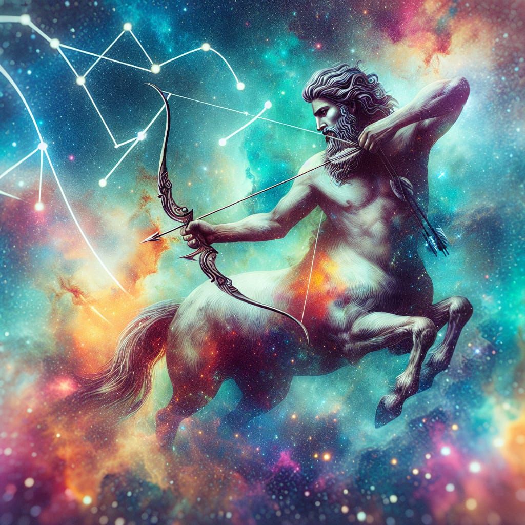 Sagittarius Centaur archer the head of a man, the body of a horse blow ...