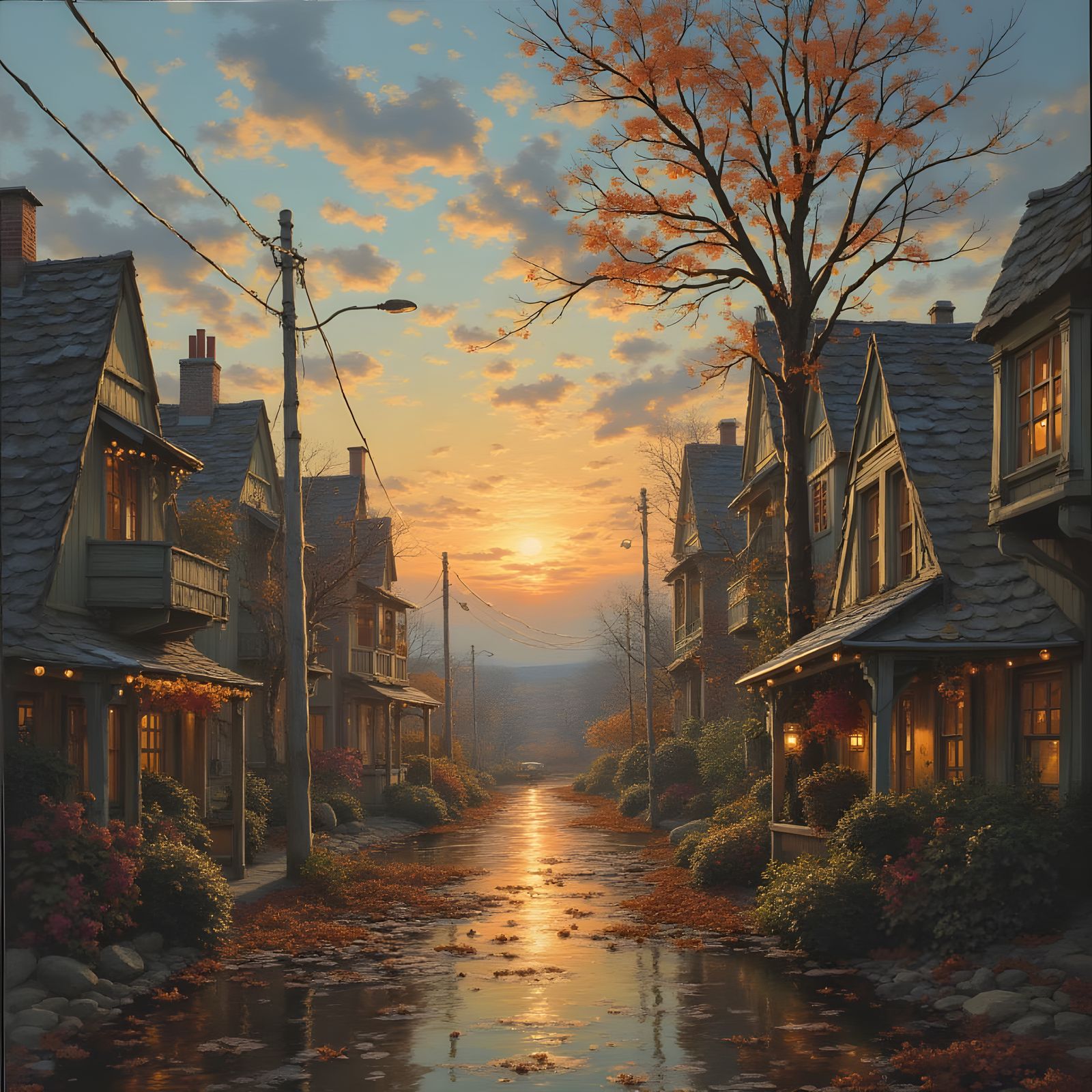 Frozen Stream at Snowy Cabin in Winter