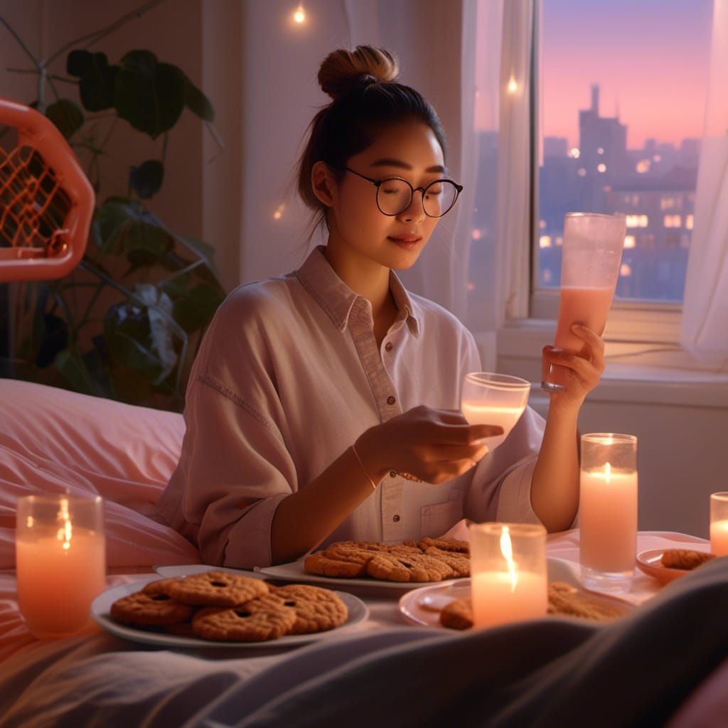 working on her cookies and milk spell