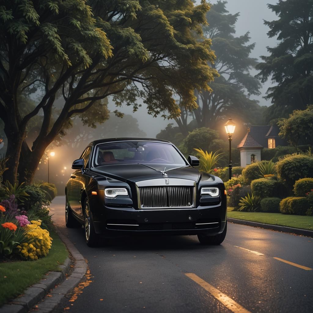 Luxury Rolls Royce in Oil Painting Style