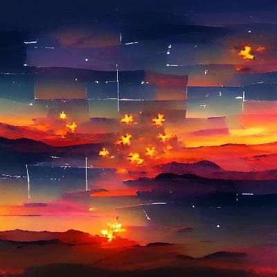A sunset with stars