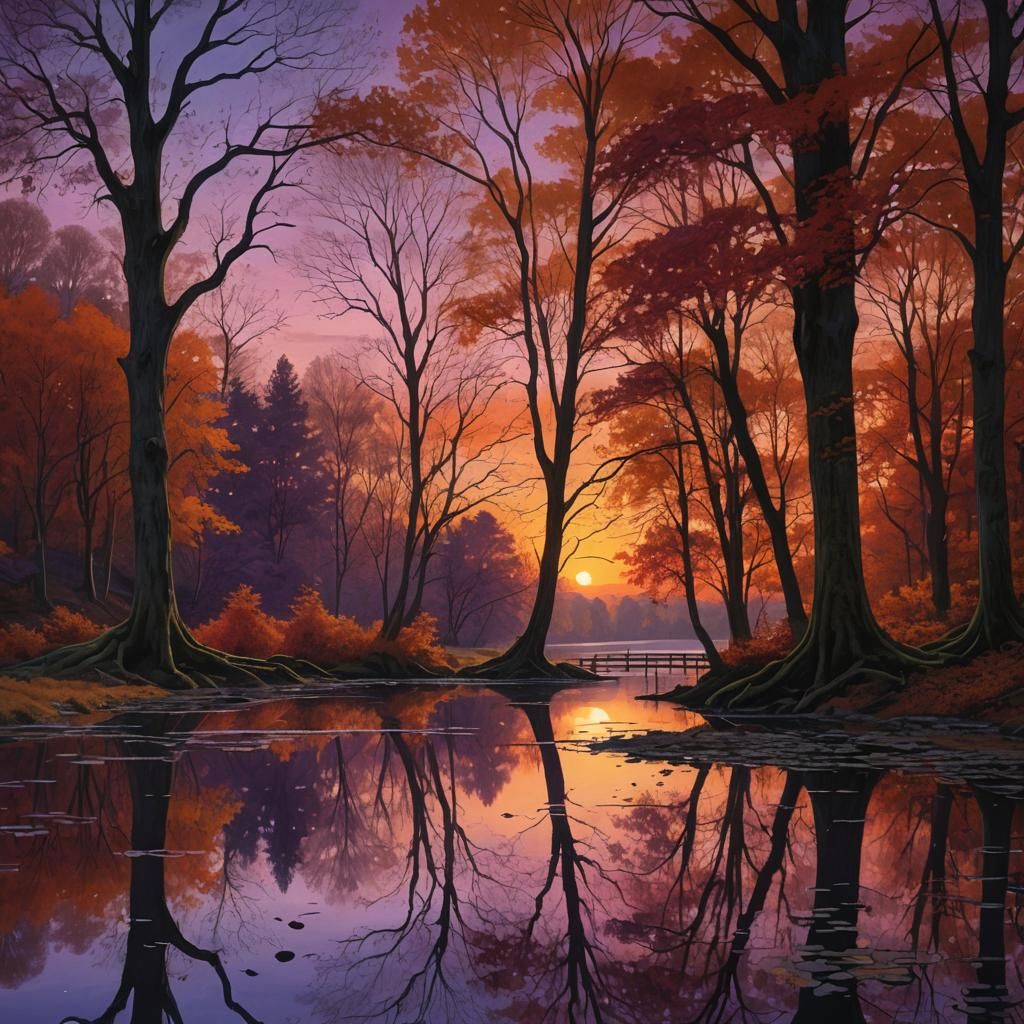 Un coucher de soleil automnal calme et paisible 
  by @marie “abbygaelle” fotel