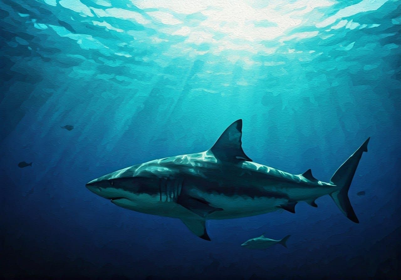 a shark under the sea, open water, fish, ocean