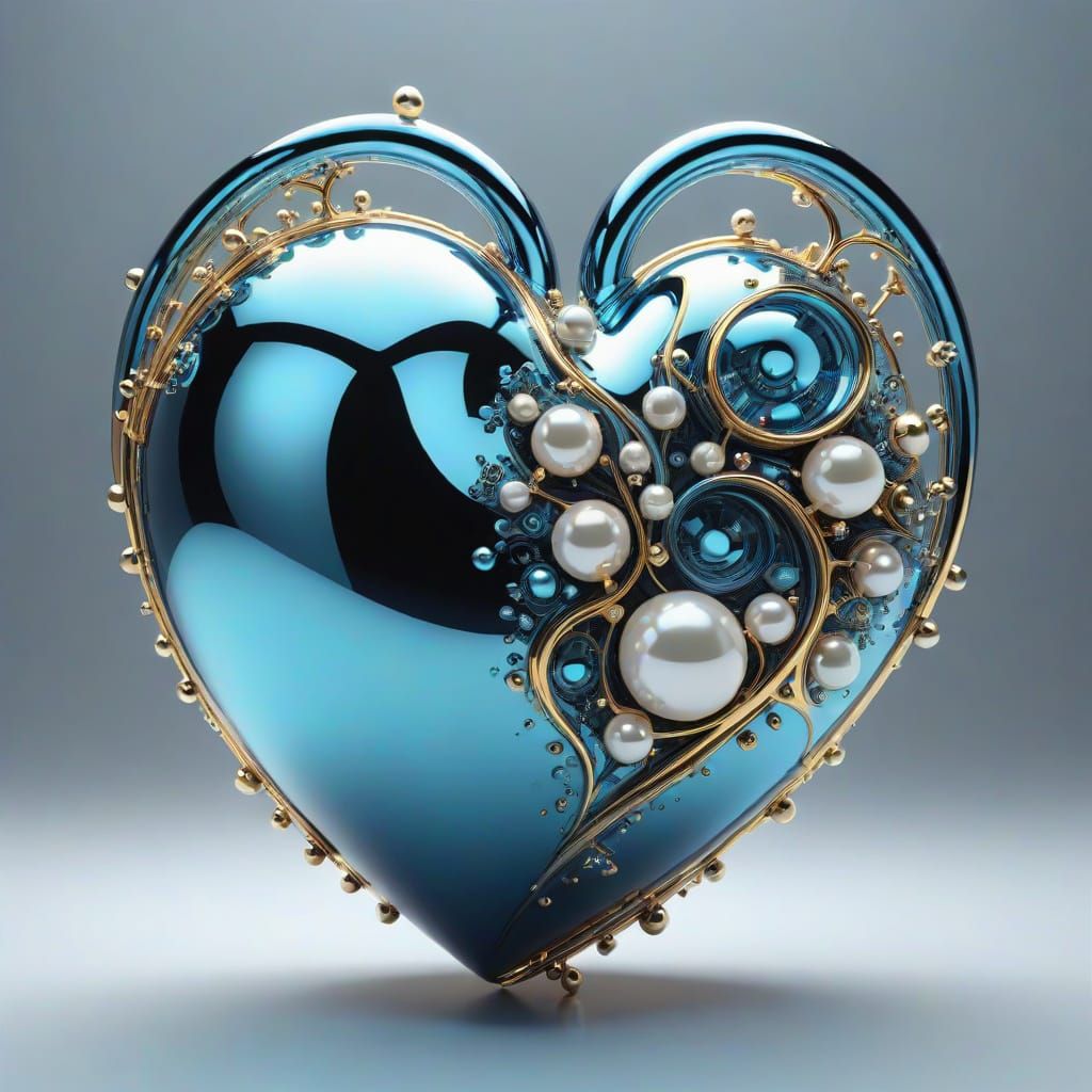 Luminous Chromium Heart in Futuristic Luxury Style