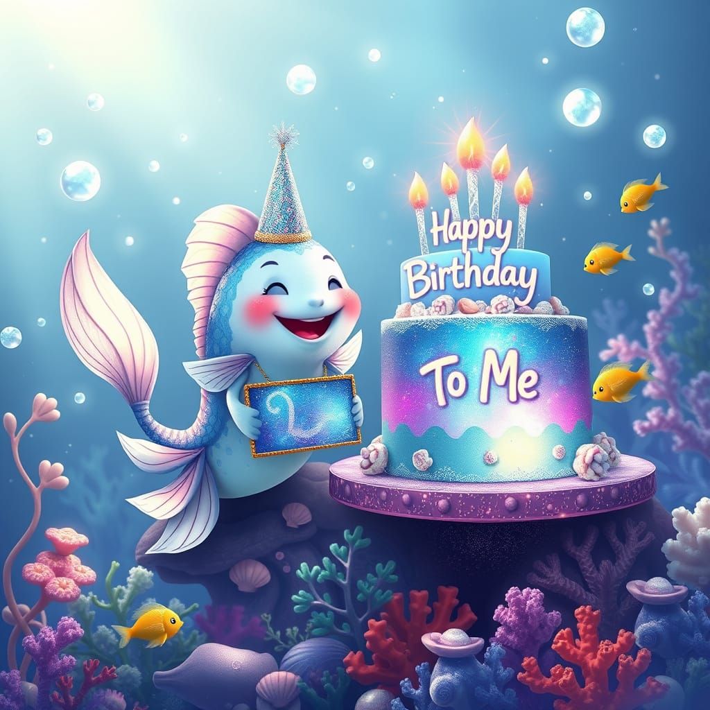 Magical Pisces Birthday Underwater Scene in Vibrant Colors