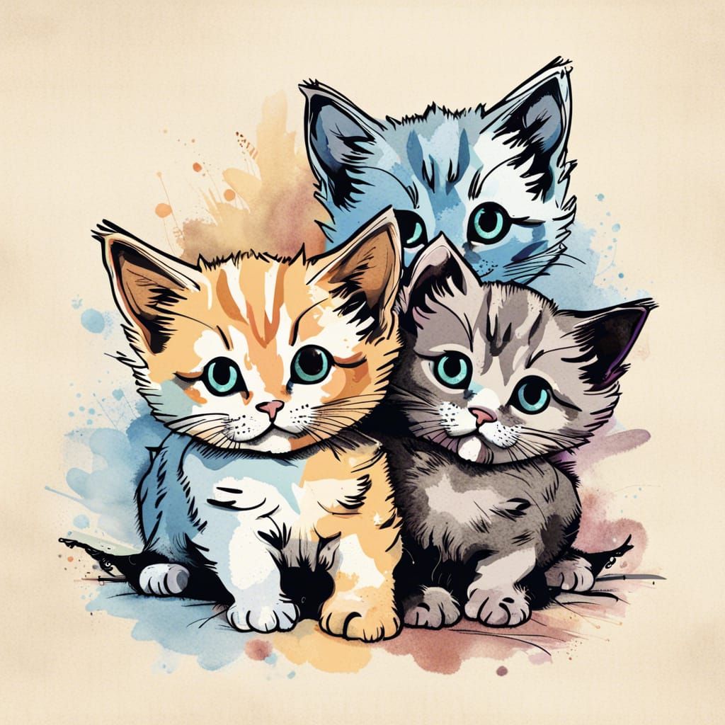 Tshirt design, ink painting, stamp style, The image shows three