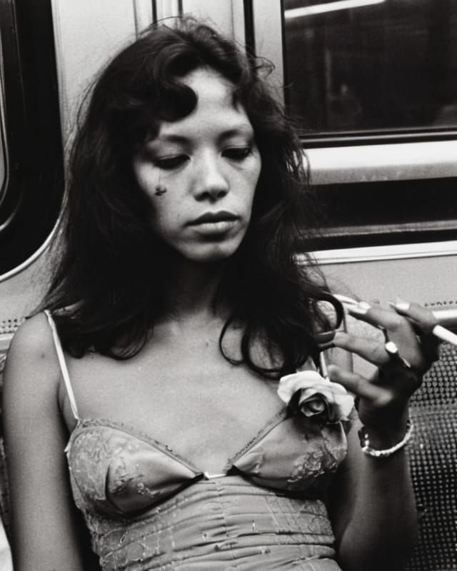 Ainadel Smoking on the Subway, circa 1977