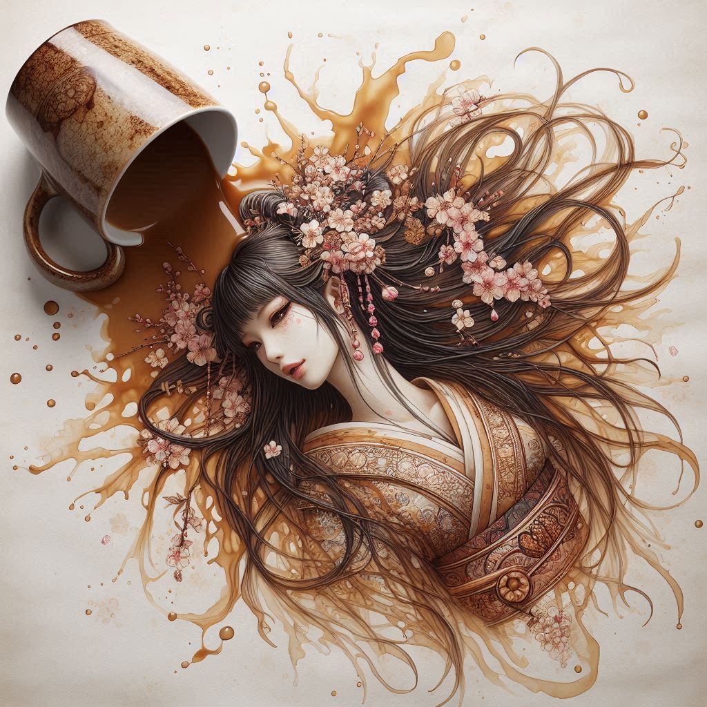 Spillefd Coffee Art - Japanese Woman Portrait