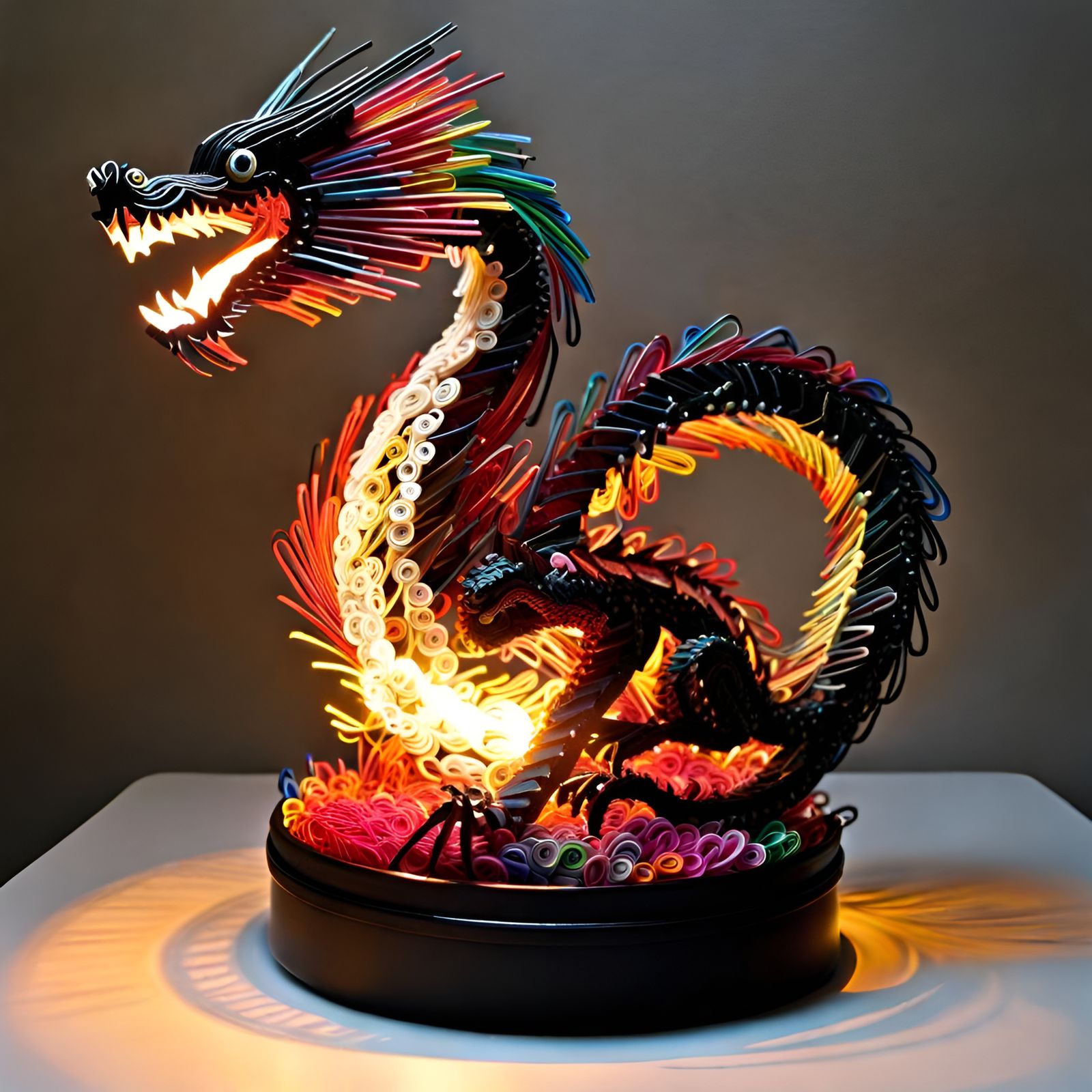 Dragon light made of recycled paper clips  by @NewAgerJul