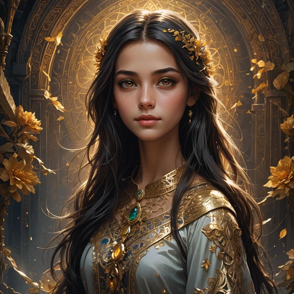 Portrait of a Gorgeous Girl with Golden Eyes