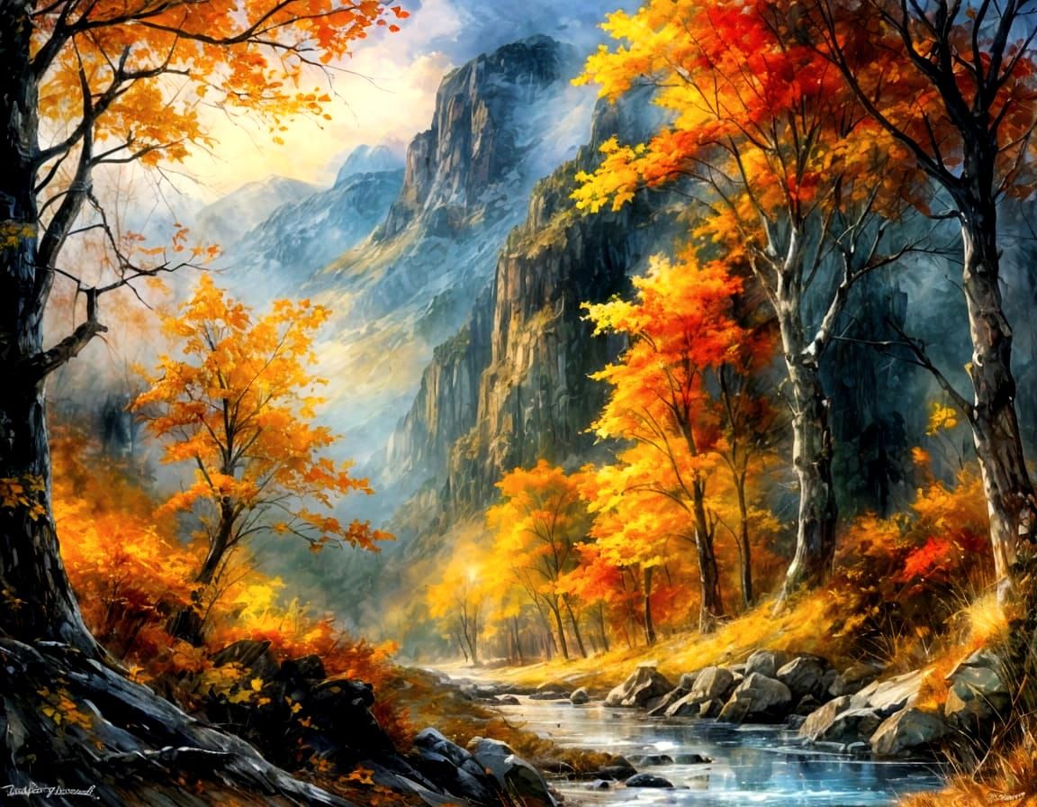Fall's Symphony ~ Oil Painting  by @Dryheat