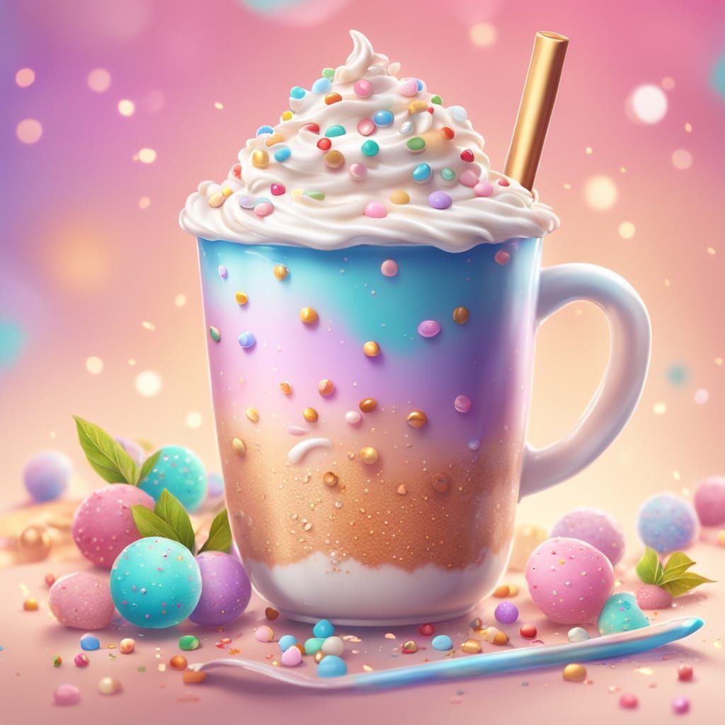 Vibrant Pastel Milk Tea with Decorations