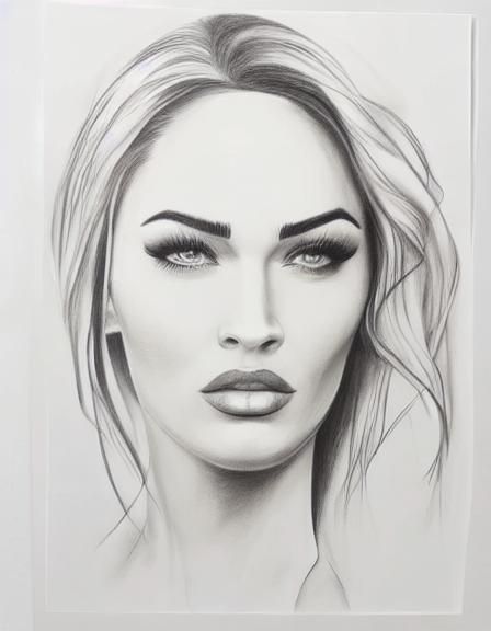 charcoal drawing of a beautiful young megan fox - AI Generated Artwork ...